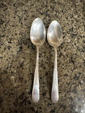 Wm Rogers 1941 PRISCILLA LADY ANN Silverplate 2 Large Serving Spoons Flatware