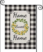Lemon Wreath Garden Flag 12×18 Inch Double Sided, Sweet Home Buffalo Check Plaid