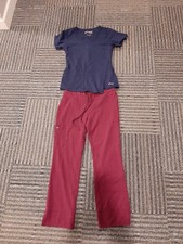 Greys Anatomy Scrub Set Maroon And Blue Pants And Shirt Small And Small Petite