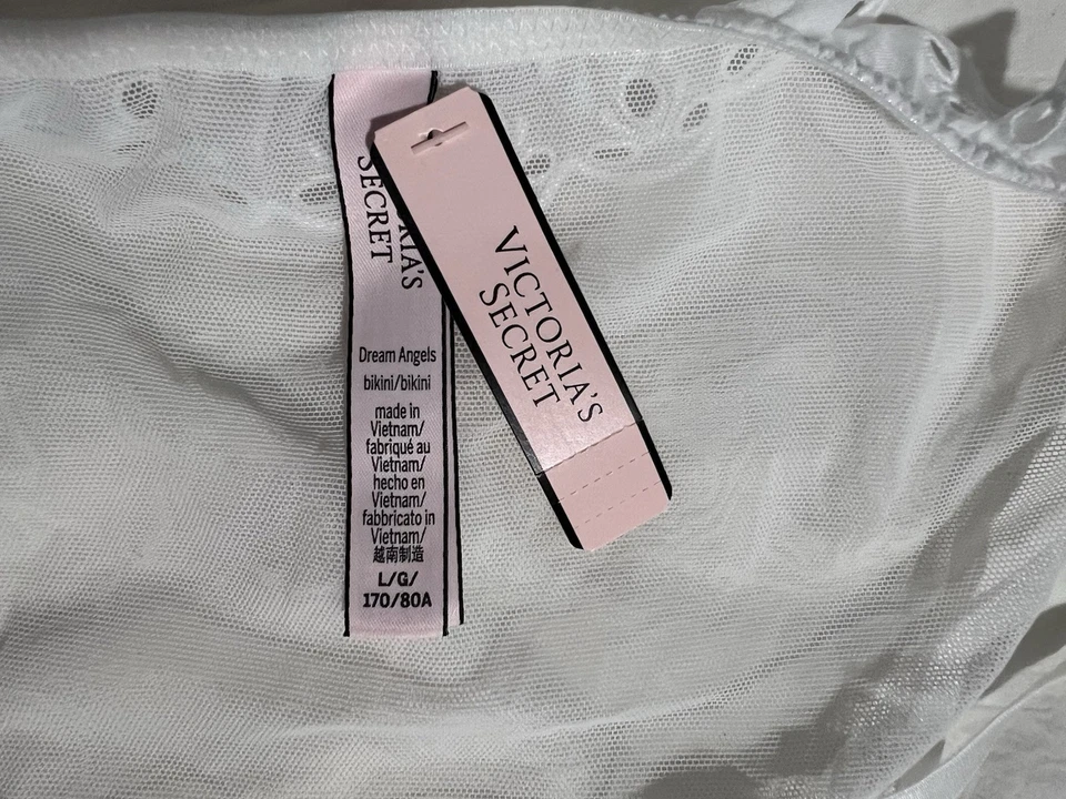 Calcinha de biquíni Victoria's Secret Dream Angels malha transparente nova com etiquetas tamanho grande - Imagem 3 de 4