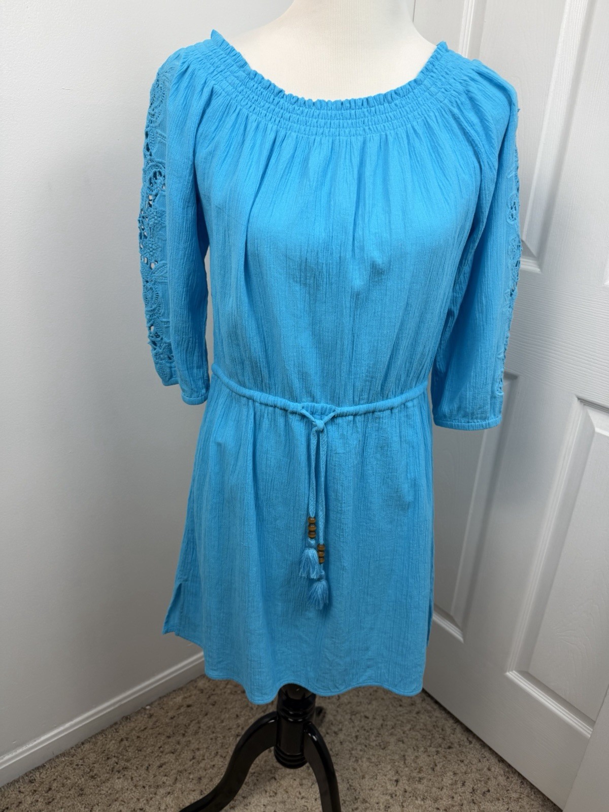 Talbots Small Dress 100% Cotton Cover Up Bohemian Beachy Romantic Coastal
