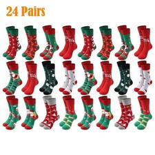 24 Pairs Christmas Socks Advent Christmas Crew Socks Novelty Socks US Size 6-13