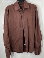 Hugo Boss Mens Multicolor Striped Cotton Long Sleeve Button-Up Shirt Size Large
