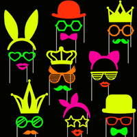 Lashua Fotobox Requisiten, 24 StüCk, Neon-Party ZubehöR | Fotobox Accessoires Fü