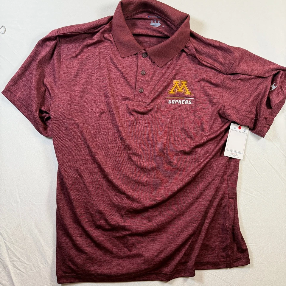 Champion Activewear Polo 男式栗色 L 吸湿排汗衬衫 — 第 2/4 张图片