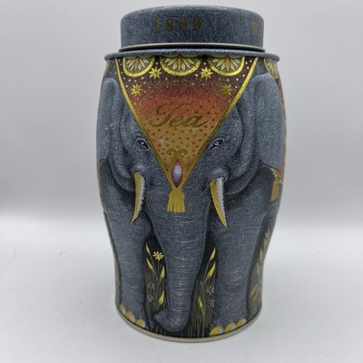 Williamson & Magor Embossed  Elephant Metal Earl Grey Tea Tin Caddy (empty) MINT