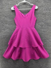 Lulus Dress Womens XS Pink Fit & Flare V-Neck Strappy Lined Party Cocktail