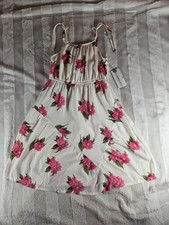 O'Neill Girls Ricki White Pink Hibiscus Flower Hawaiian Sun Dress S NWT 42