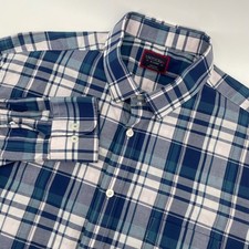UNTUCKit Quilceda Shirt Mens XL Blue Plaid Cotton Button Down Regular Fit