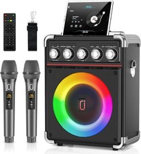 Bocina Grande Para Fiesta Con Sistema Karaoke Microfono Luces Portatil Bateria