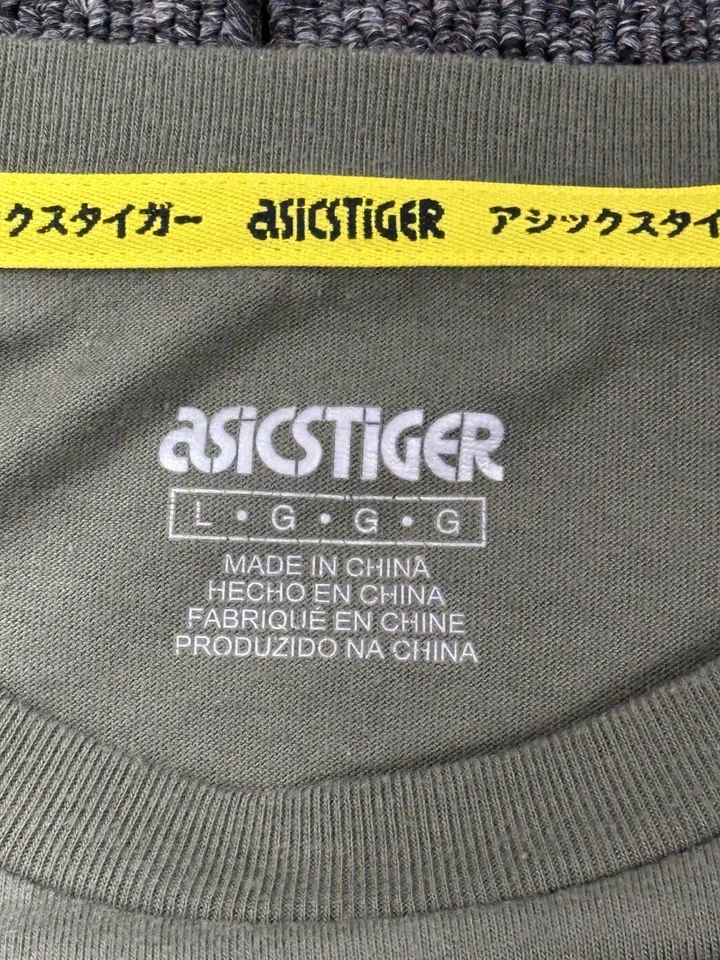 Asics Tiger T-shirt Mens Large Green Long Sleeve Crew Neck - image 2 of 4