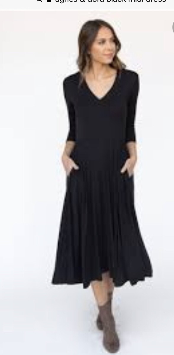 agnes and dora midi dress Agnes & Dora Black Midi Dress XXS