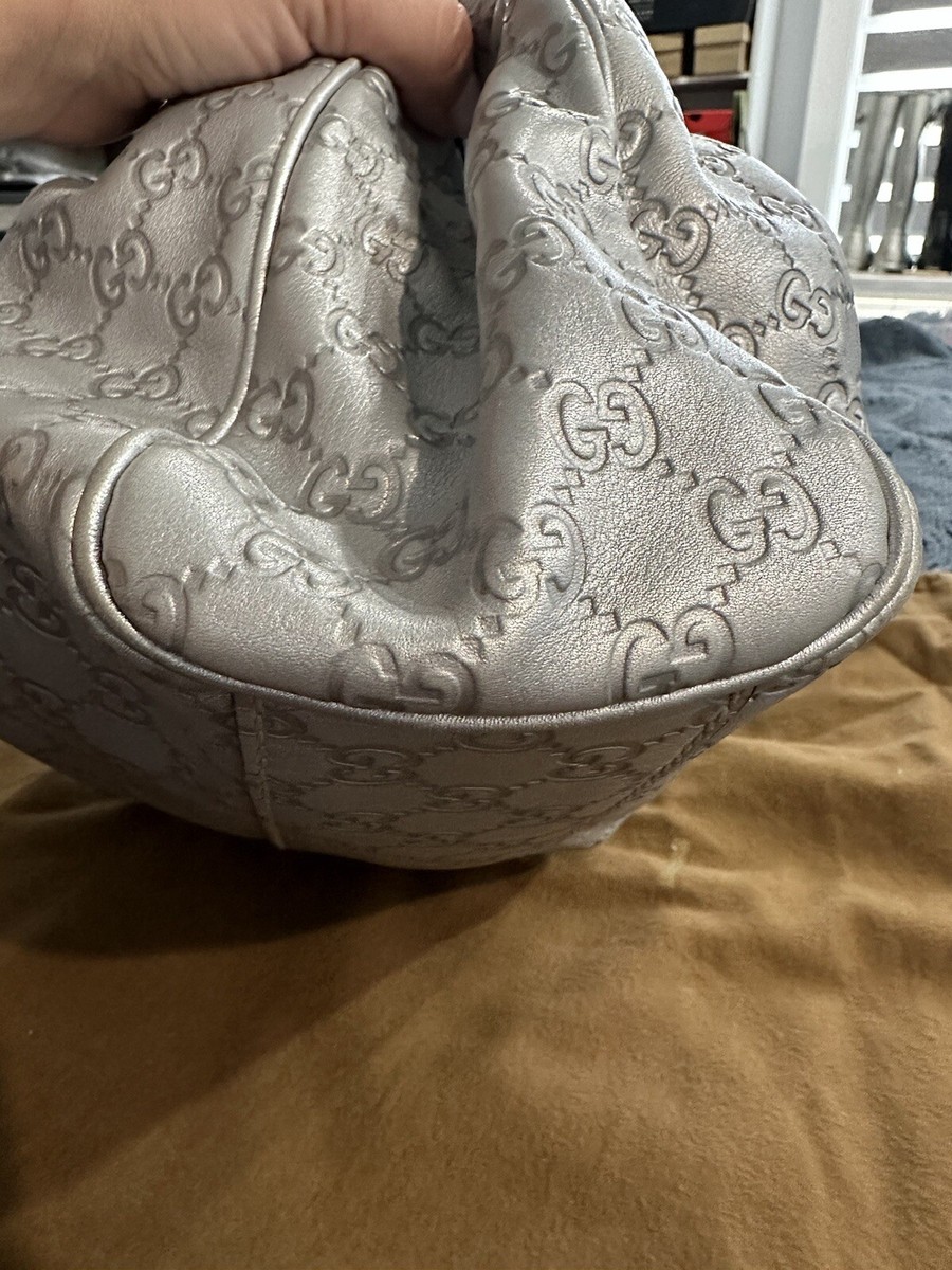 Gucci Sukey Tote Guccissima Leather Medium Silver | eBay