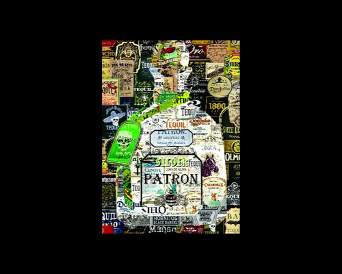 Art Collage Poster Whiskey Johnnie Walker Black Print Made Out Of Whiskey Labels - Video 1 di 1