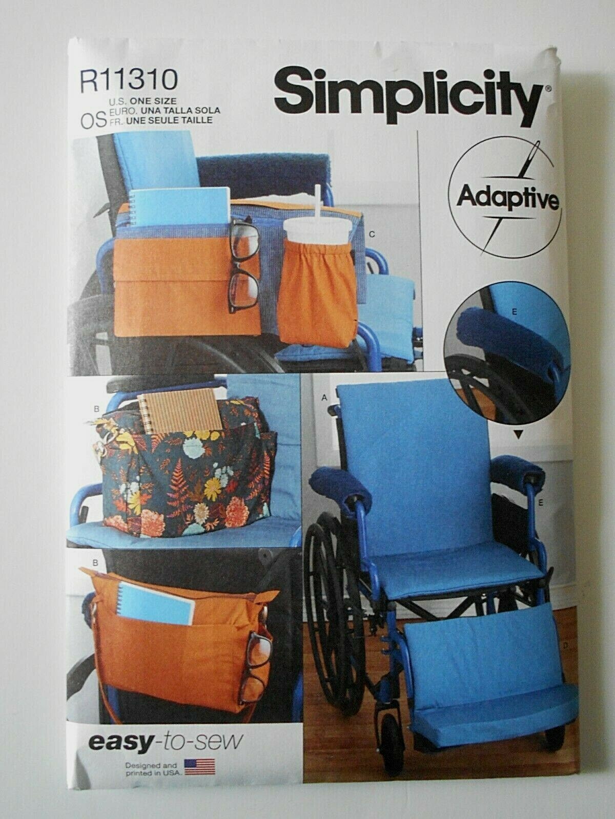 Simplicity 11310 Sewing Pattern Wheelchair Bag Cushion Armrest Cover