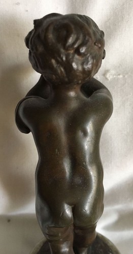 Vintage Bronze Cherub Sculpture by Louis Kley on Pedestal. Signed on Base - Picture 5 of 8