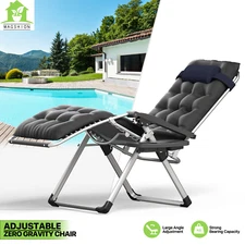 [DETACHABLE CUSHION]Foldable Zero Gravity Chair Outdoor Reclinable Lounge Chaise