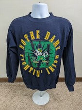 Vintage 90s Notre Dame Fighting Irish Blue Crewneck Sweatshirt Men's M USA