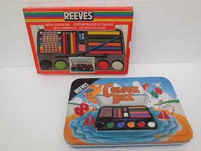 Vintage Reeves Colour Box ~ Metall Kinder Paint & Colour Activity Box