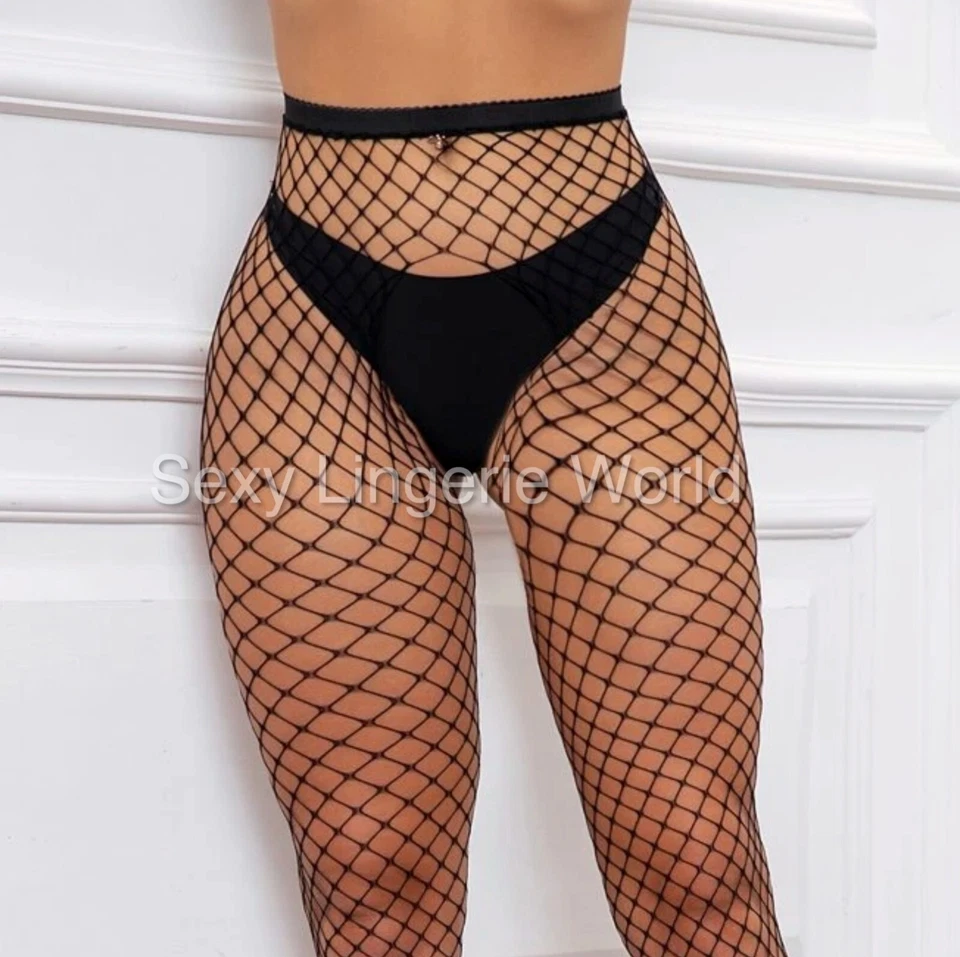 Fishnet Tights Crotchless Sexy Stockings Pantyhose Fetish Bedroom Play Hosiery X - Image 3 of 4