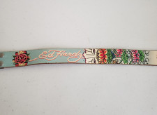 Vintage Ed Hardy Christian Audigier Dedicated Roses Pastel Blue Belt Mens M