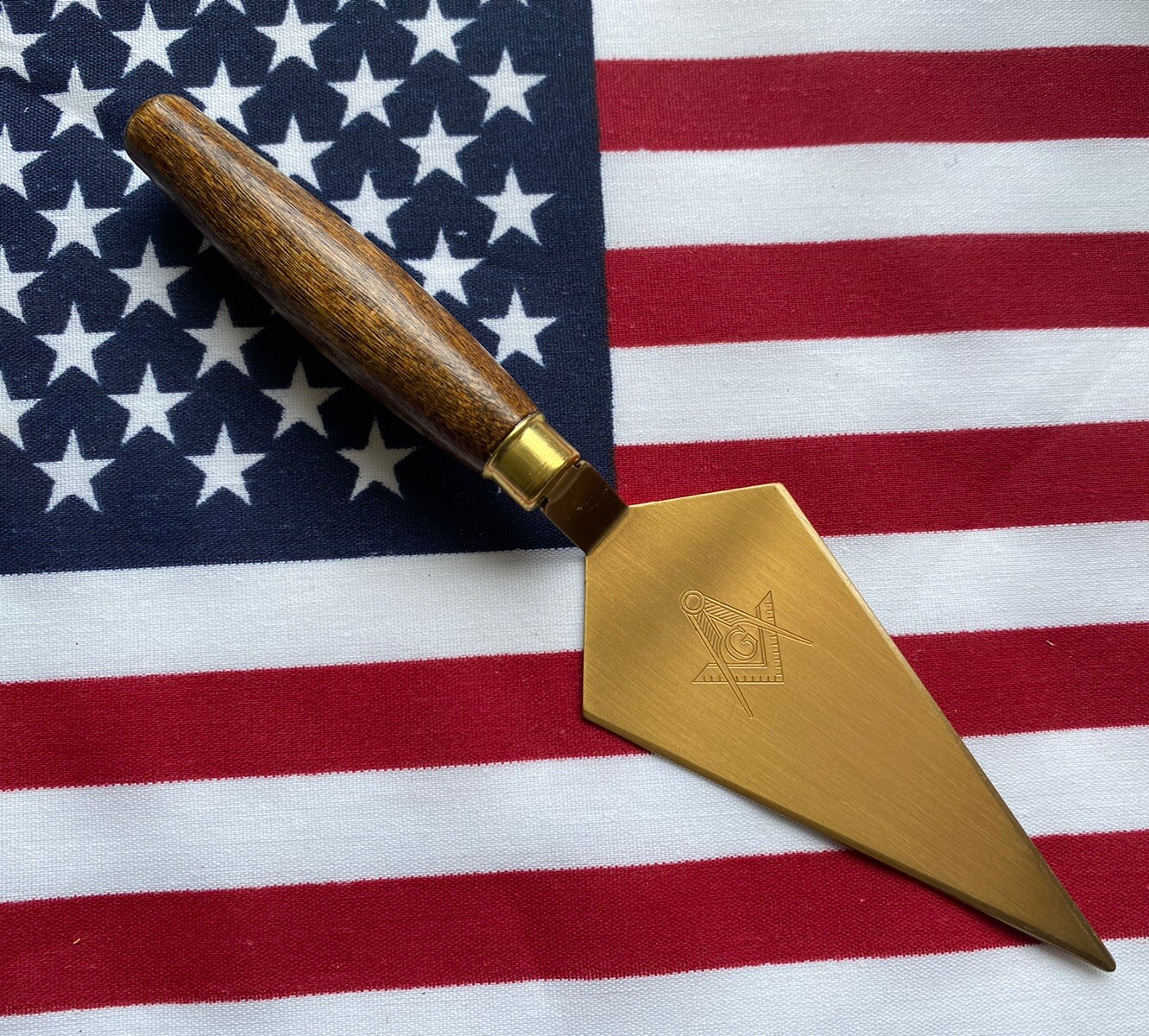 Masonic Freemason Wood Handel Brass Trowel / Letter Opener