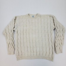 VTG 80s 90s Hampton Bay Trading Co Fisherman Cable Knit Chunky Sweater Sz L USA