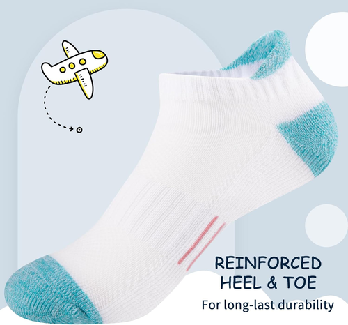Girls Socks Ankle Athletic Socks for Kids 4-6 6-8 8-10 Years Old Short Socks wit - Picture 3 of 7