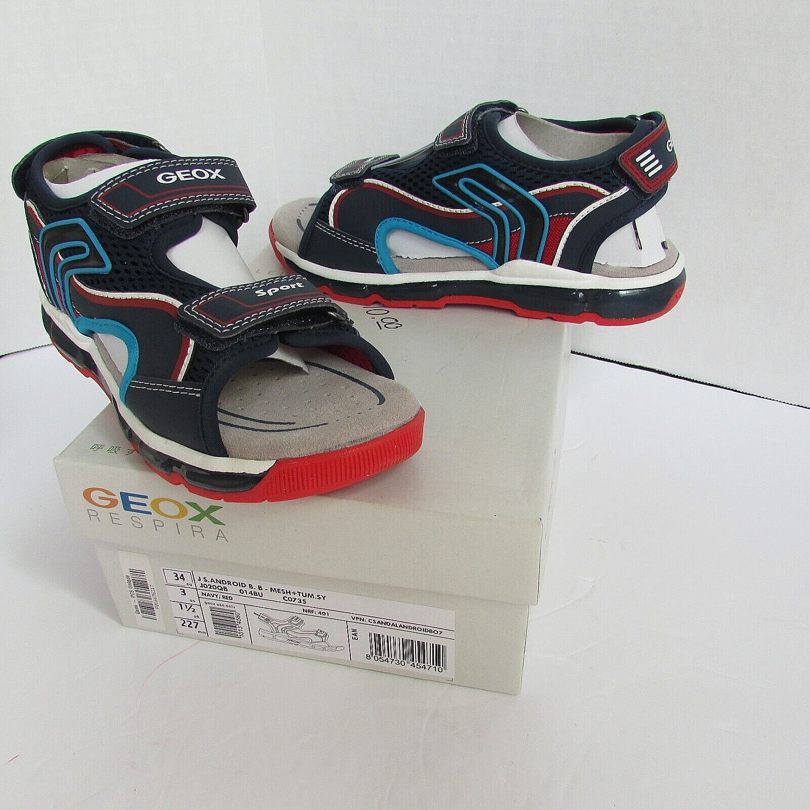 GEOX RESPIRA JS ANDROID B MESH SY BLUE NAVY SANDALS-SZ IN BOX | eBay