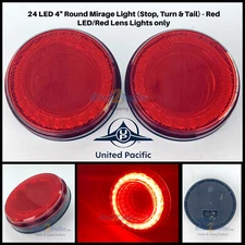 Pair 4" Round LED "MIRAGE" Stop, Turn & Tail Lights - Red LED/Red Lens - S/T/T