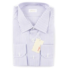 NWT 995 BRIONI Classic-Fit Blue Striped Extrafine Cotton Dress Shirt 15.75 x 35