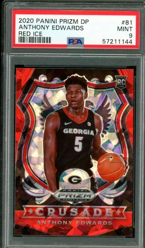 Anthony Edwards Rookie 2020 Panini Prizm DP Red Ice #81 PSA 9 (Holder Scratch)