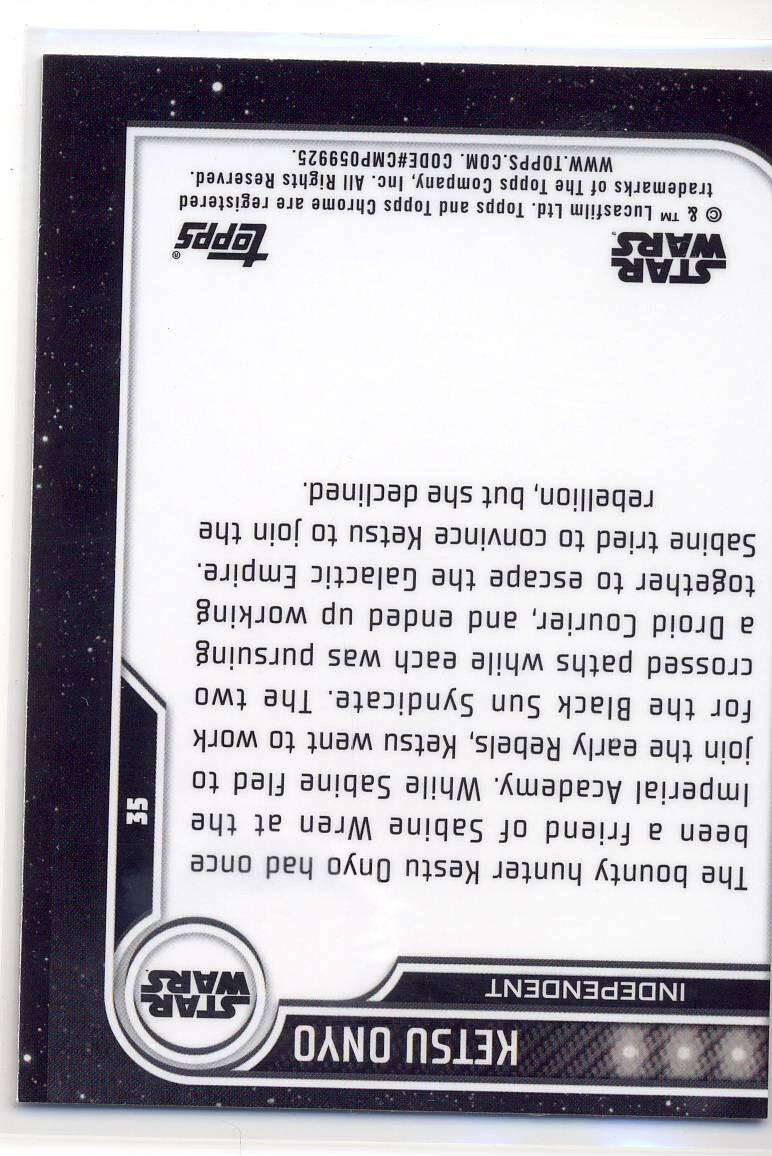 2023 Topps Star Wars Chrome Error Mismatched & Inverted Back #35