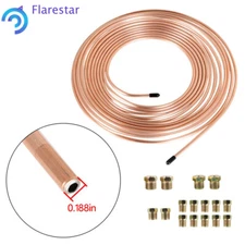 25 Foot Roll Coil of 3/16" OD Brake Line Tubing Kit w/ 16 Fittings Free Returns