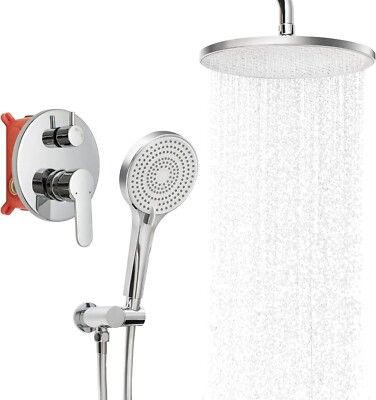 Shower System Rainfall Sliver High Pressure Shower Combo Kit 10 inch Shower Head