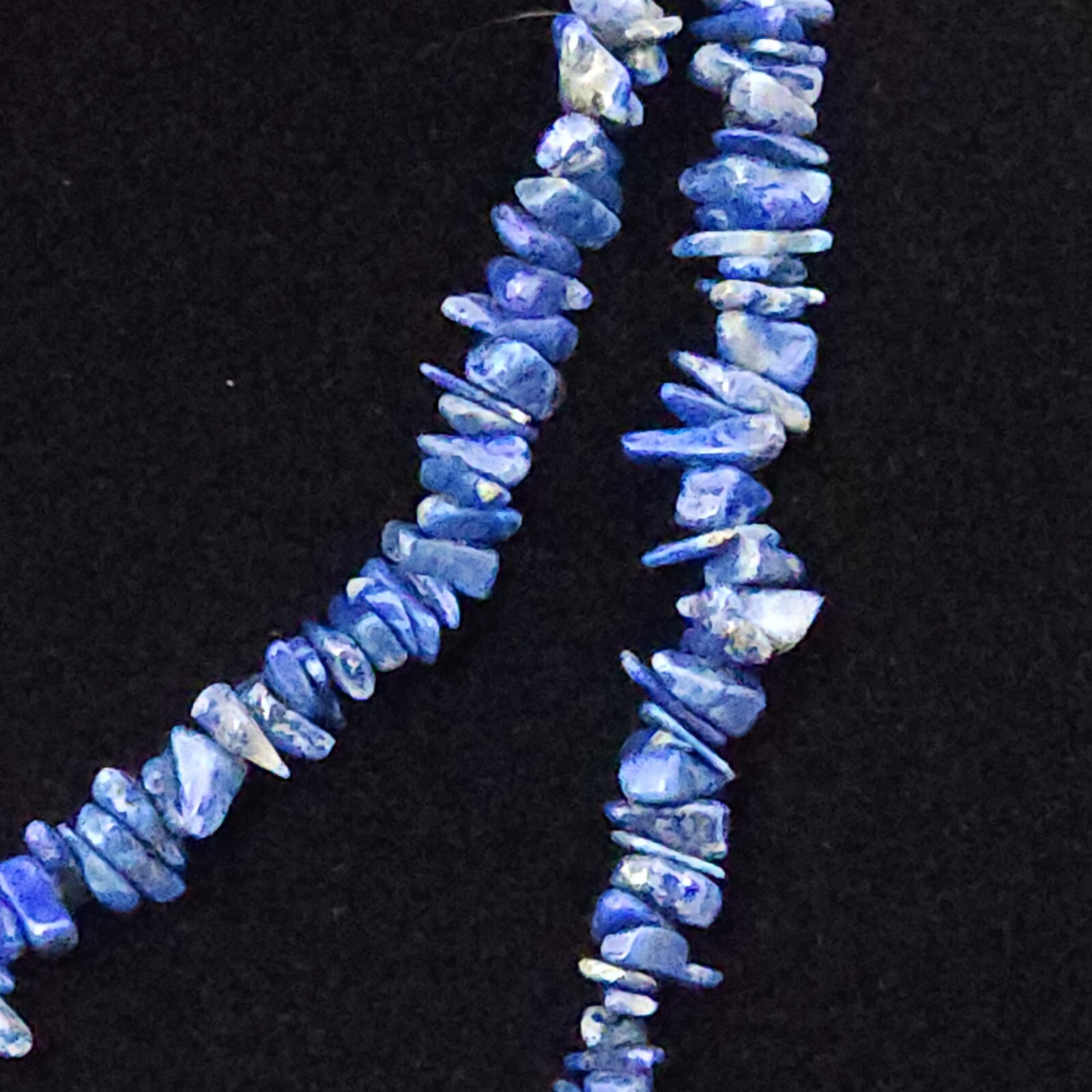 Continuous Loop Blue Stone Lapis Lazuli Chip Neck… - image 4
