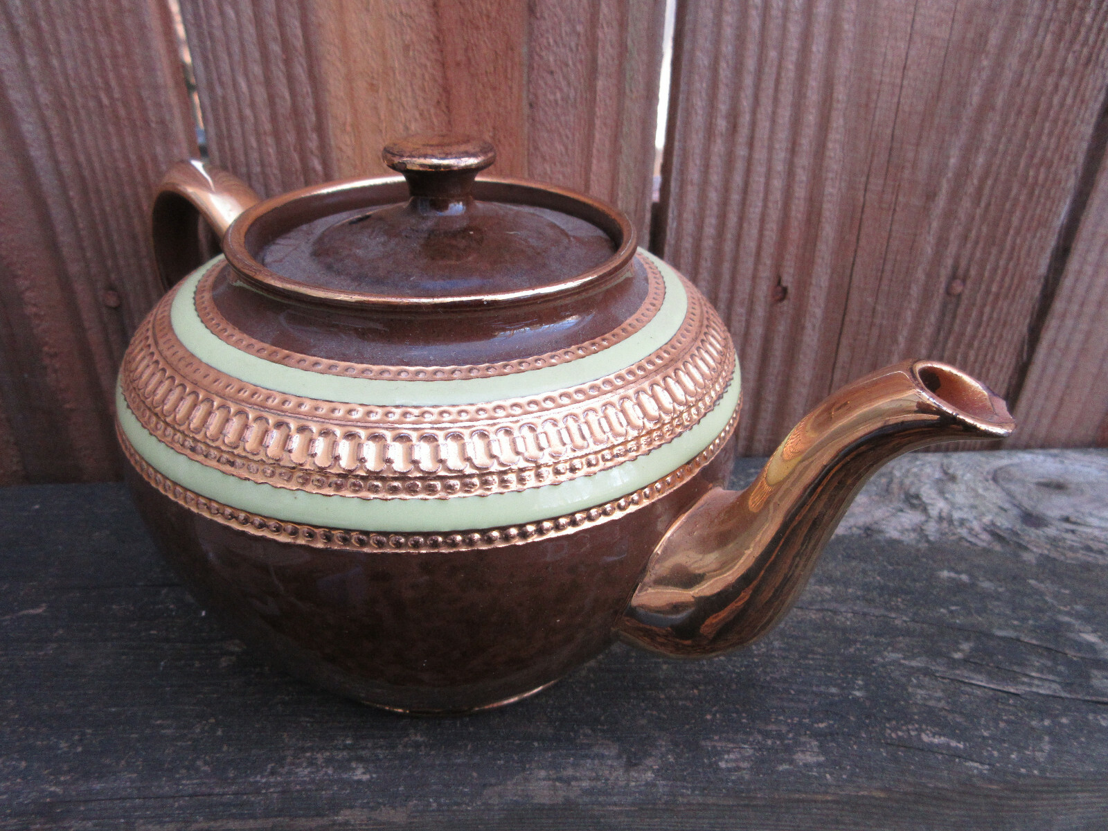 Antique Vintage Sadler Gold & Brown Teapot made in Staffordshire