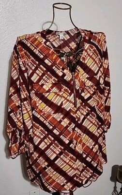 Cato Plaid Multi Colored Tunic ~ Sz 18/20 ~ NWT