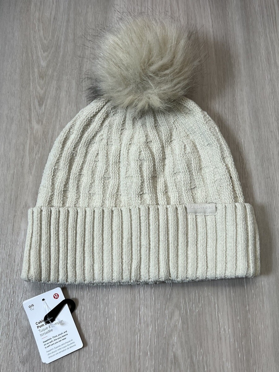 Lululemon Cable Knit Pom Beanie Plush One Size Natural Ivory  display picture 1