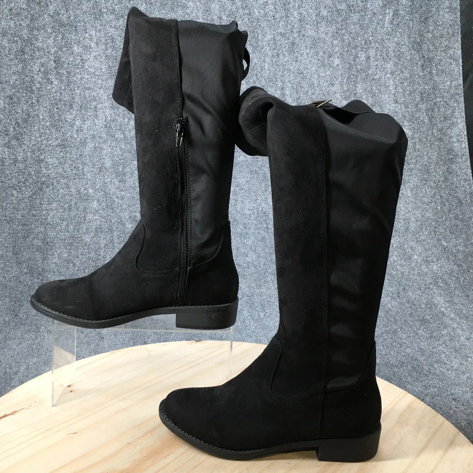 Rebel By Zigi ботинки женщин 7,5 Onya высокий колена черная замша стороны молнии комфорт - Изображение 2 из 4