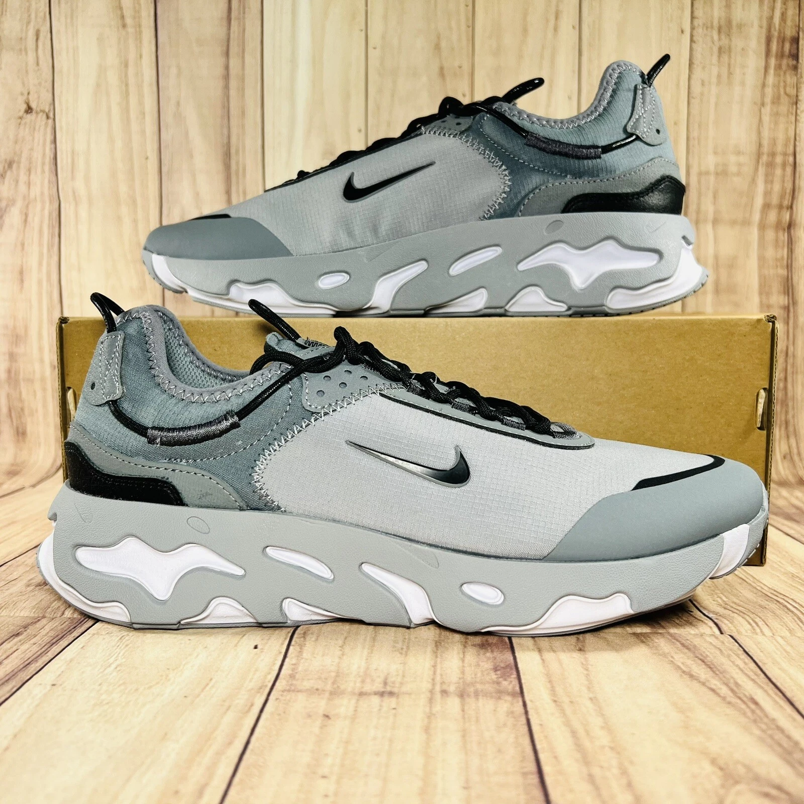Nike React Live SE Men's Grey Black White Shoes Athletic Lifestyle Sneakers- New