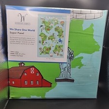We Share One World Map Fabric Traditions 47"x70" Panel Home School Windham