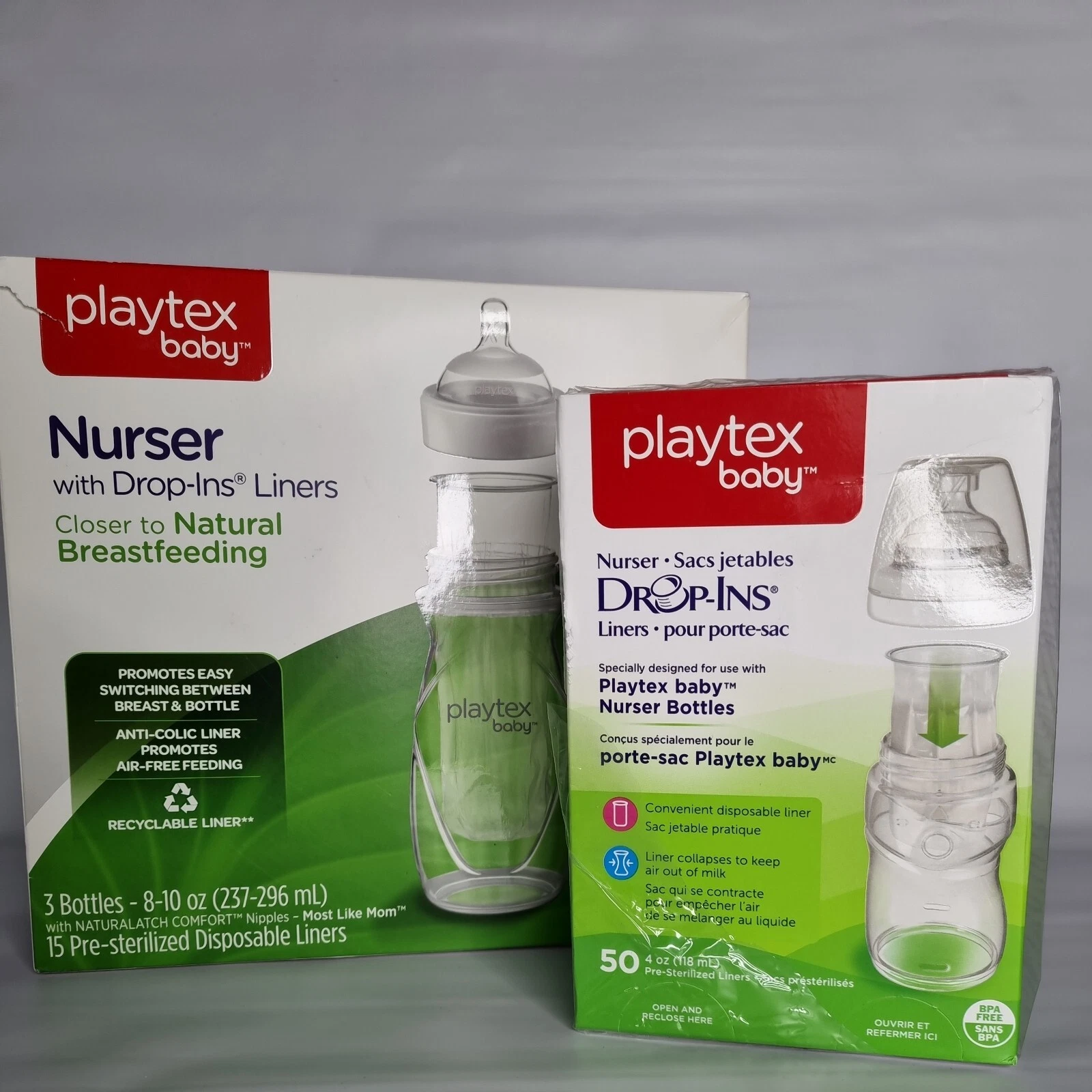 Platex Baby Nurser LOT 3 Bottle Drop-Ins Liners 50 +15 pc 4 Oz Liners BPA Free