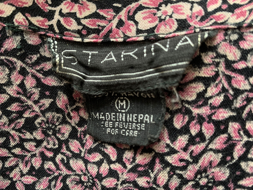 Vintage Starina 90's Floral Midi Grunge Dress 100% Rayon Black Pinks Corset M - Picture 6 of 7