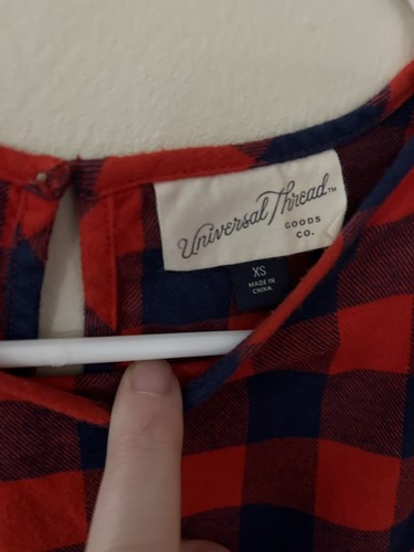 Red Buffalo Plaid cotton Peplum Top relaxed fit Size XS Western Farm - Picture 9 of 12