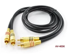 3ft Premium 2-RCA Male to Male Gold-Plated  Audio Cable, CablesOnline AV-403K