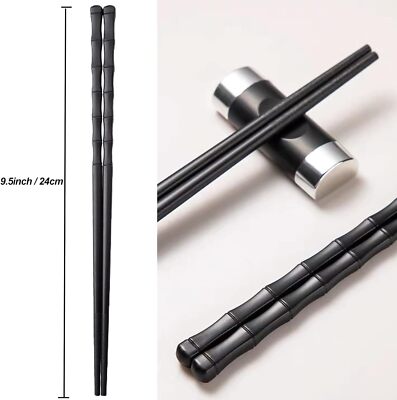 2x Paar schwarze Infinity Design Fiberglas chinesische japanische koreanische Essstäbchen
