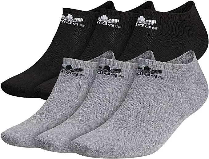 cada referir hada ADIDAS ORIGINAL TREFOIL NO SHOW SOCKS 6-PK Gray/Black Men 8-12 Women 10-13  Large | eBay