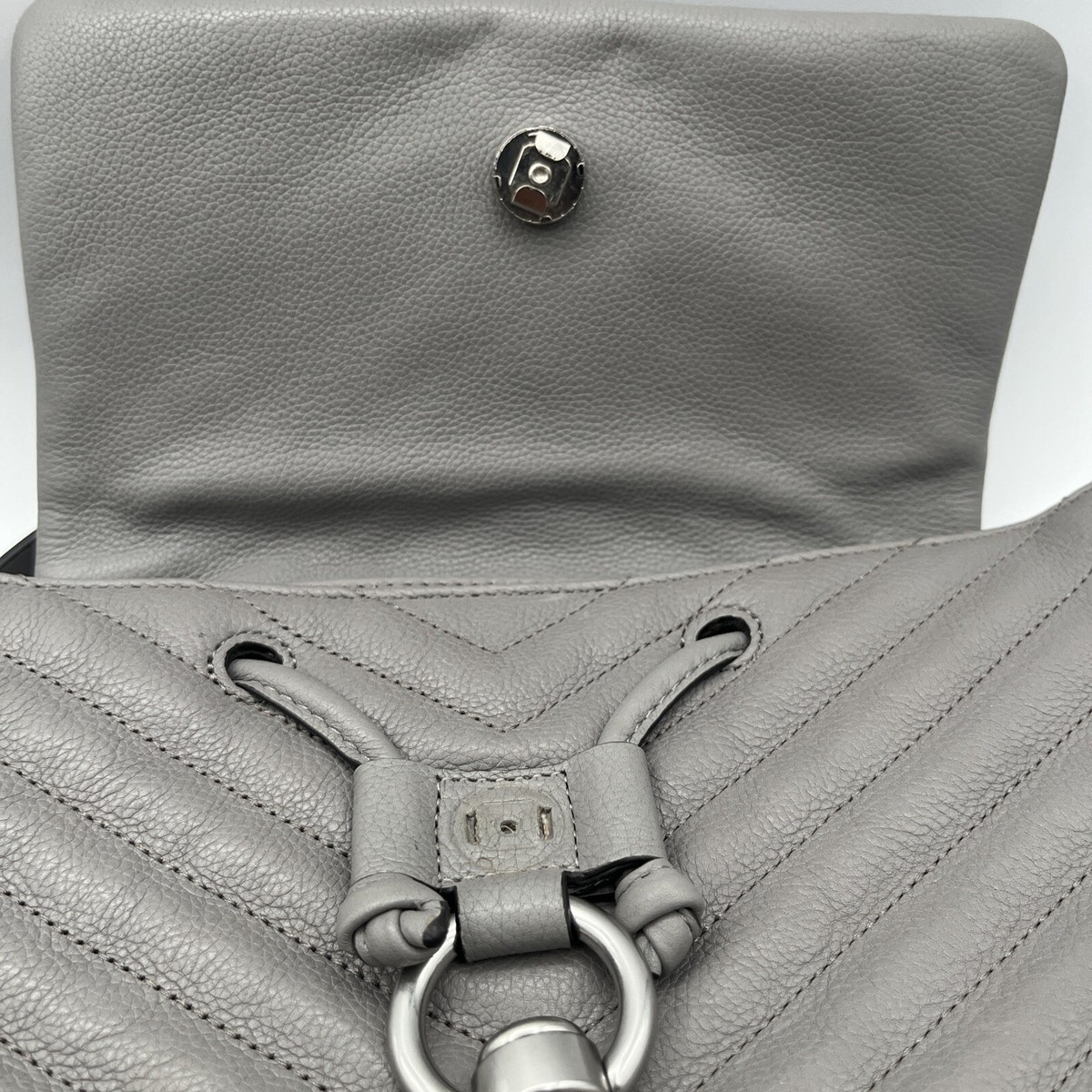 Rebecca Minkoff Edie Flap Leather Quilted Backpack Bag GREY 