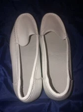 White Socofy Womens Leather SLIP ON SHOE Size 6.5